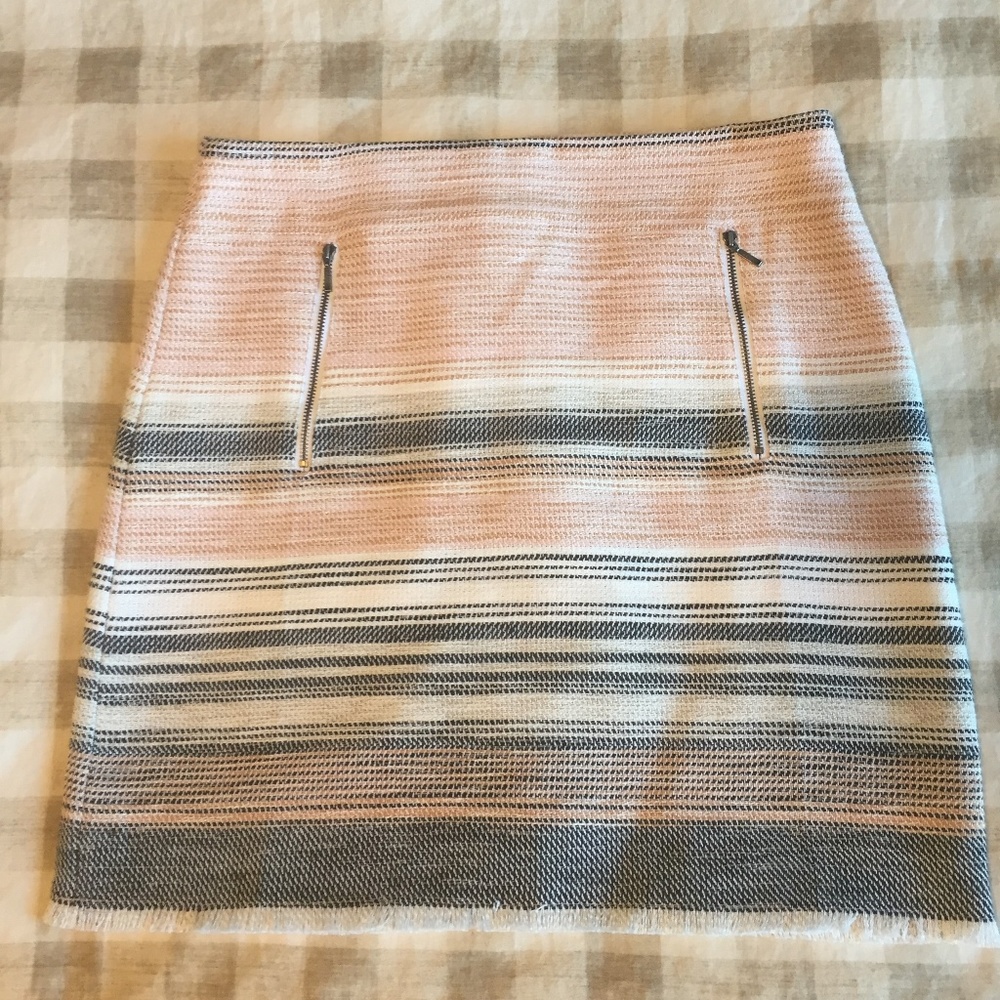 LOFT sz 10 EUC Tweed Fringe Skirt